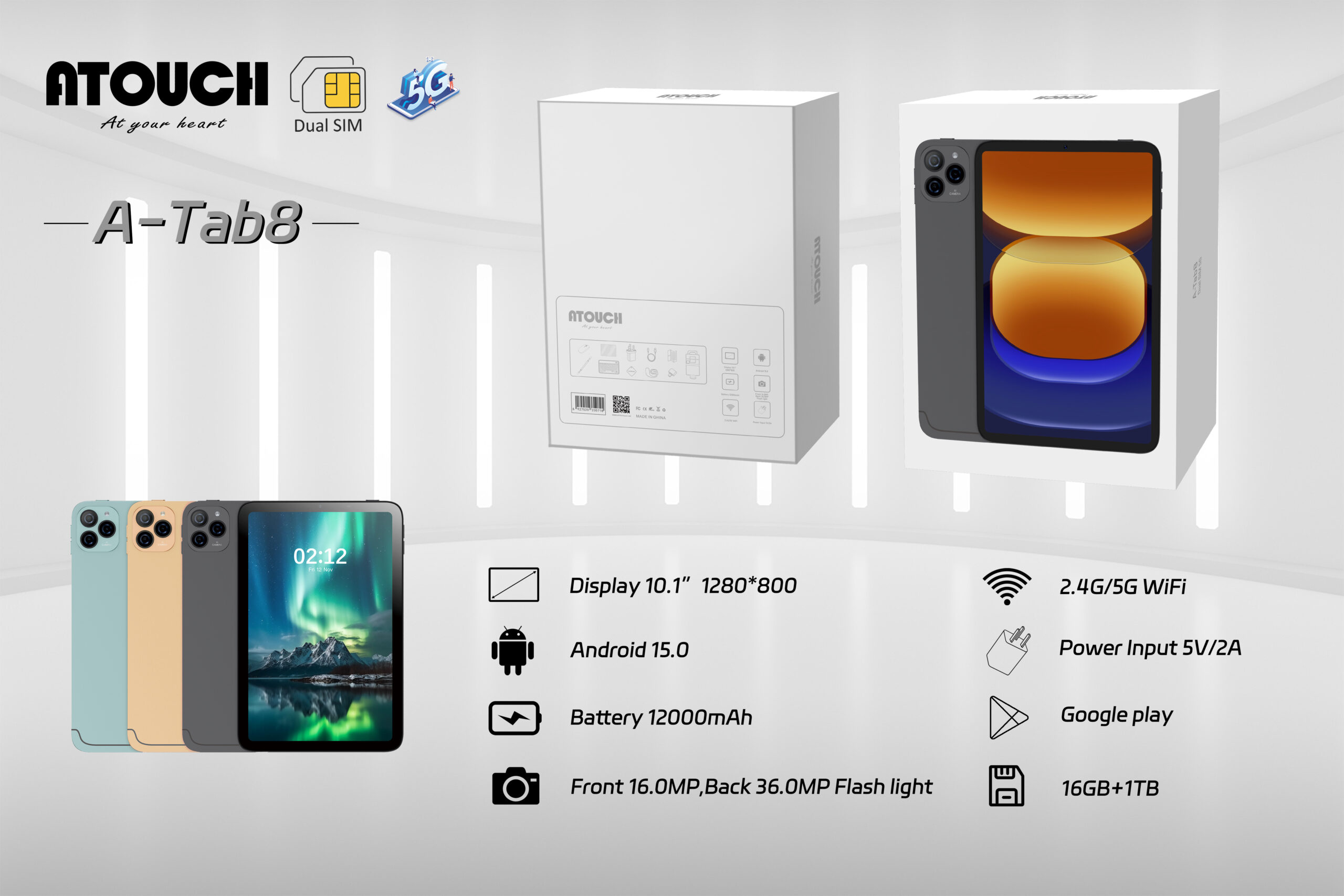 ATOUCH A Tab 8 Plus Keyboard, Mouse & Power Bank - Image 3